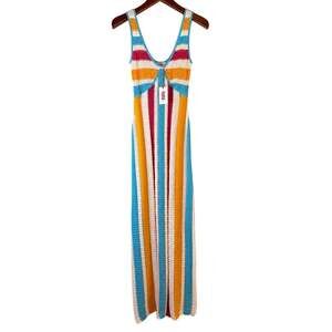 029 SOLID & STRIPED Aubrey Rainbow Cotton Knit Cover-Up Dress L NWT Retail $278